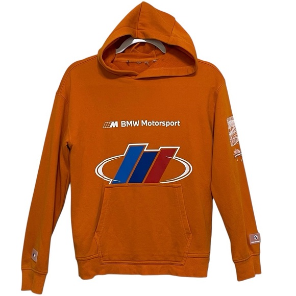 Puma BMW MMS Motorsport Orange Hoodie Sweatshirt Casual Outerwear Racing Youth L - Picture 1 of 15
